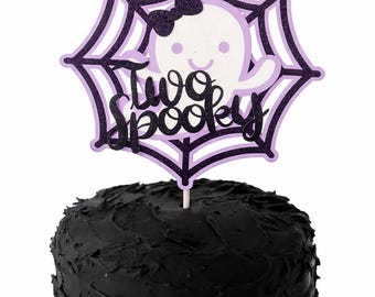 Two Spooky Ghost Cake Topper, Purple Halloween Birthday Decor