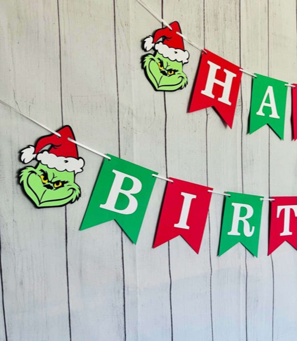 Grinch Birthday Banner Grinch Christmas Birthday Banner | Etsy