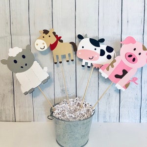 Farm Animal Center pieces, Farm Animal Party Decor, Centerpieces, Party Decor, Kids Birthday Party Decor, Farm Animals, Farm Party