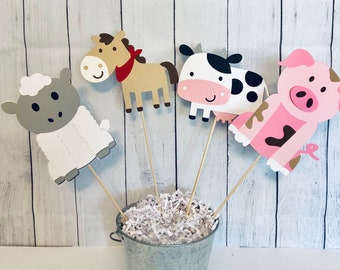 Farm Animal Center pieces, Farm Animal Party Decor, Centerpieces, Party Decor, Kids Birthday Party Decor, Farm Animals, Farm Party