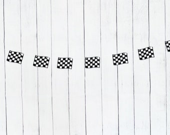 Checkered Flag Garland, Checkered Flag Party Banner, Race Garland, Checkered Flag Party Decor , Checkered Flag Decor