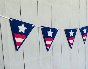 4th of July Pennant Garland, Patriotic Party Decor