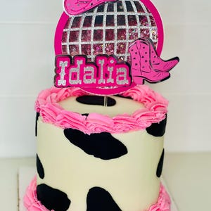 Cowgirl Cake Topper, Disco Cowgirl Cake Topper, Disco Cake Topper, Sparkly Disco Cowgirl Cake Topper