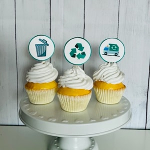 Trash Truck Printable Cupcake Toppers, Trash Truck Cupcake Toppers, Digital Trash Truck  Cupcake Toppers