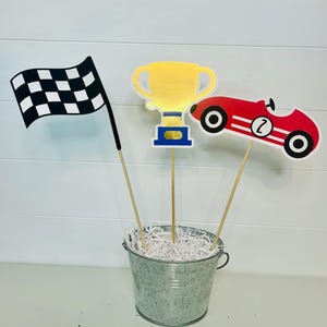 Race Car Centerpieces, Race Car Birthday Party, Vintage Race Car, Speedway Party Decor, Grand Prix, Pit Stop, Racing, Trophy, Formula 1