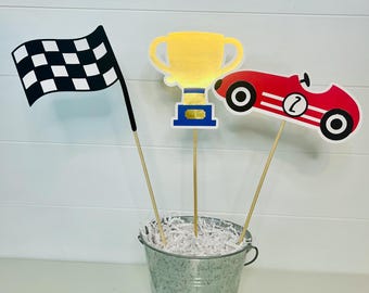 Verjaardagsdecoratie racewagen, Speedway-feestdecor (set van 3)