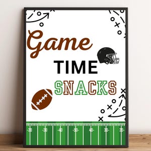 Football Party Sign, Printable  Party Signs, Game Time Snacks Sign , Football Party Decor, Football Printable Party Decor
