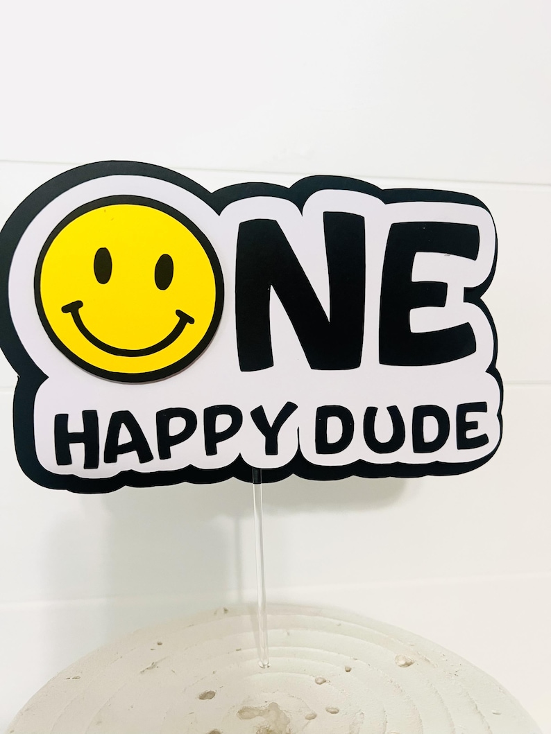 One Happy Dude Cake Topper, Smiley Face First Birthday - Etsy