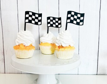 Checkered Flag Cupcake Toppers, Race Party Cupcake Toppers, Dirt Bike Cupcake Toppers, Monster Truck Cupcake Toppers