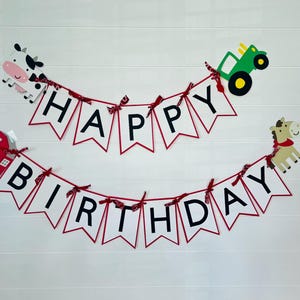 Bauernhof Tier Geburtstagsbanner, Barnyard Party Dekor, Bauernhof Thema Dekorationen, Traktor und Tiere Girlande, Kinder Bauernhof Geburtstag