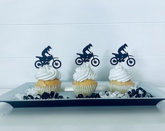 Adornos para cupcakes de motocross, decoración para fiestas de motocross