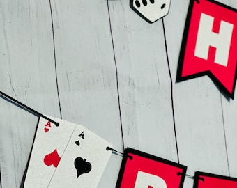 Casino Birthday Banner, Vegas Poker Party Decor