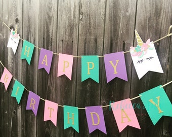 Unicorn Birthday Banner, Unicorn, Birthday Banner, Girls Birthday Banner, Unicorns, Unicorn Banner