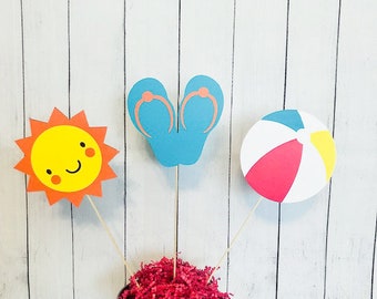 Beach Party Centerpieces, Summer Birthday Decor, Summer Party Centerpieces, Beach Ball Party, Beach Themed Party Decor Centerpieces