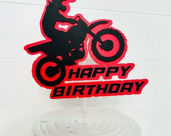 Dirt Bike Cake Topper, Dirt Bike Party Decor, Motorcycle Cake Topper, Motorcycle Racing Cake Topper, Supercross Topper, Motocross Topper