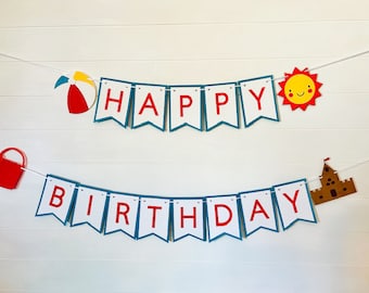 Beach Birthday Banner, Beach Party Decor, Beach Theme Party, Pool Party Decor, Summer Party Decor