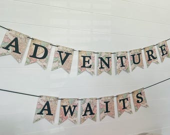 Bannière L'aventure vous attend, Fête de voyage, Bannière en papier cartonné