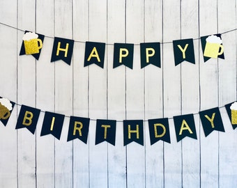 Happy Birthday Beer Banner, Beer Birthday Banner, Happy Birthday Banner, Beer Party Decor, Birthday Party Decor, 21st Birthday