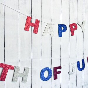 4th of July Banner, 4th of July Banner Garland, Red White and Blue Banner, 4th of July party decor, Patriotic Party Decor