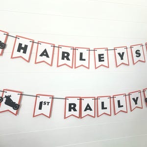 Motorcycle Birthday Banner – Custom "1st Rally" Party Banner, Biker Themed First Birthday Decor, Harley Birthday Garland, Biker Banner