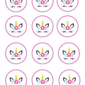 Printable Unicorn Cupcake Toppers Unicorn Cupcake Toppers - Etsy