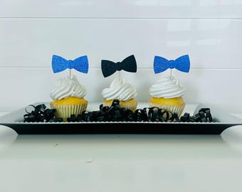 Mr Onederful 1st Birthday Decorations Kit - Glitter Banner, Cake Topper, Mustache & Bow Tie Balloons, Cupcake Toppers - View #2