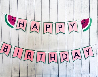 Watermelon Birthday Banner, Watermelon Birthday, Happy Birthday Banner, Watermelon Banner, Happy Birthday, Birthday Party Banner