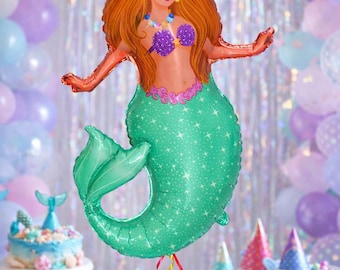 32" Mermaid Foil Balloon, Under The Sea Party Decor