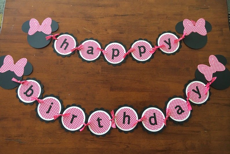 Minnie Mouse Birthday Banner Mickey Mouse Party Decorations Etsy