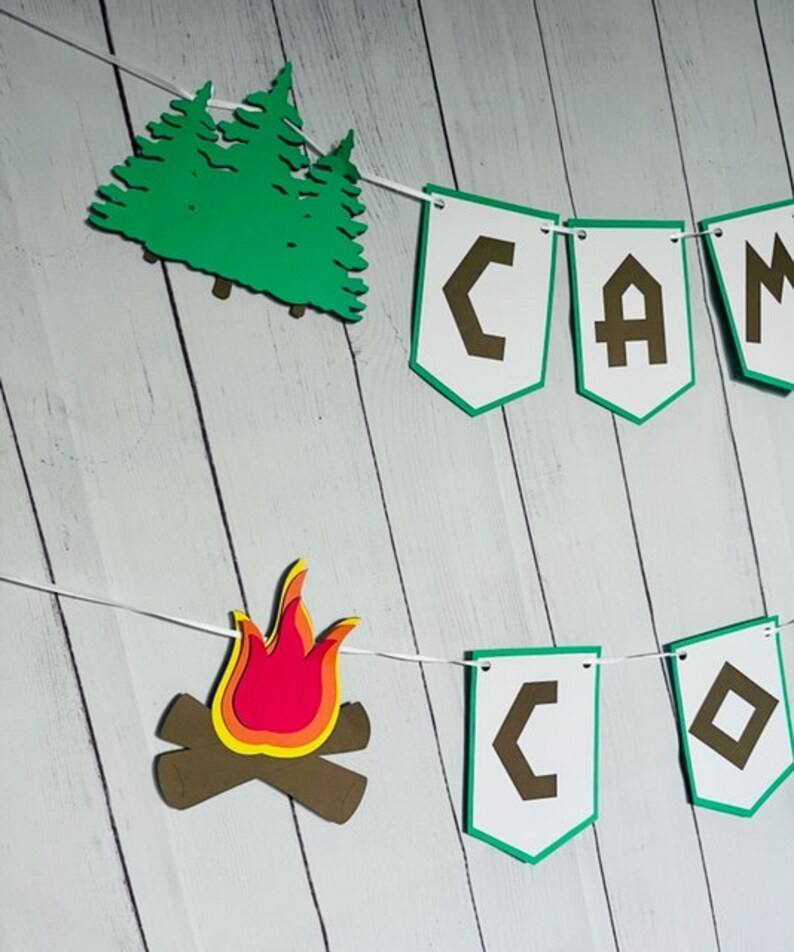 Camping Birthday Banner Camping Banner Camp Name Banner Etsy