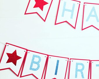 Red, White, and Blue Patriotic Birthday Banner