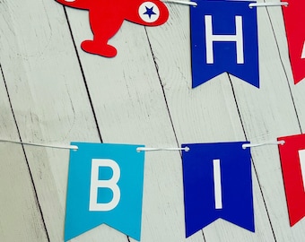 Airplane Birthday Banner, Aviation Party Decor, Up Up and Away Theme