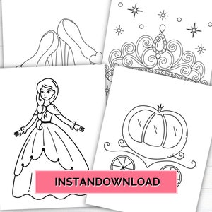 Princess Coloring Pages, Princess Party Coloring Pages Favors, Princess Birthday Party, Princess Party Favors