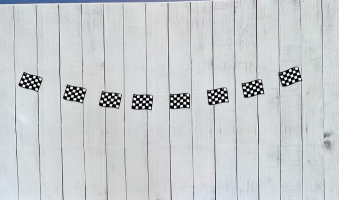 Checkered Flag Garland, Checkered Flag Party Banner, Race Garland