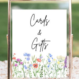 Cartes et cadeaux floraux Enseigne imprimable, décoration nuptiale de douche, décoration florale de fête, future mariée, enseigne nuptiale de douche, cartes et cadeaux