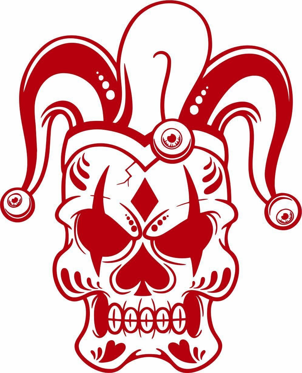 2 Emblemi Joker Teschio Clown In Metallo Per Auto - Adesivi 3D Parafango Posteriore - Rosso