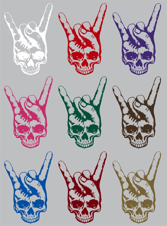 Skull Hand Horns Rock N Roll Heavy Metal Ozzy Window Vinyl 