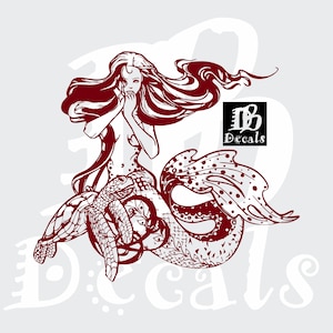 Zeemeermin Meisje Schildpad Sirene Staart Boot Fantasie Strand Vissen Oceaan Zee Auto Vrachtwagen Raam Laptop Vinyloverdrukplaatjesticker