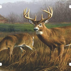 Deer Hunting Doe Buck Field Cabin River Creek Novelty License Plate Car Truck