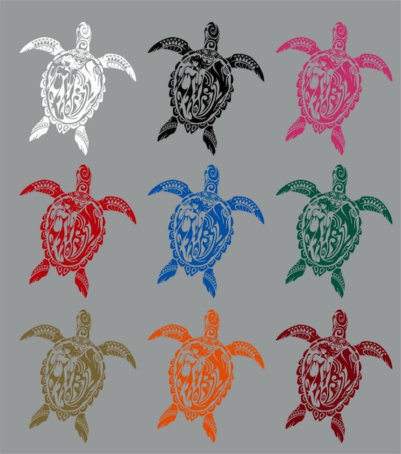 Tribal Sea Turtle Surf Ocean Water  vinyl decal sticker many colors and sizes
