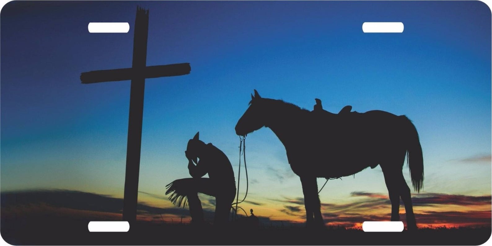 Christian Cowboy Praying Cross Horse Sunset Western Rodeo | Etsy