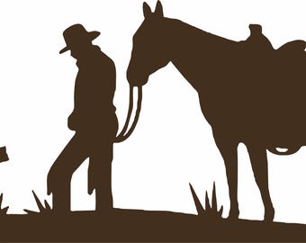 Cowboy-Pferd-Kreuz-Christian-Western-Rodeo-Auto-LKW-Fenster-Vinylaufkleber