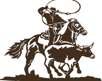 Cowboy Roping Calf Western Rodeo Bull Horse Car Truck Window Vinyl Decal