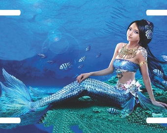 Mermaid Siren Fantasy Aluminum License Plate Car Tag