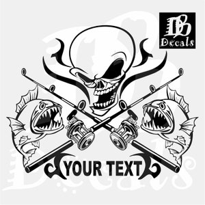 Vissen Vis Magere Hein Tribal Skull Custom Tekst Auto Vrachtwagen Raam Vinyloverdrukplaatjesticker