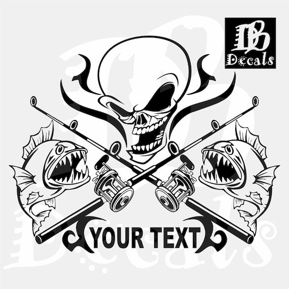 Fishing Fish Grim Reaper Tribal Skull Custom Text Car Truck Window