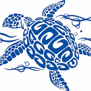 Tortuga marina natación tribal océano agua agua barco de pesca coche ventana vinilo etiqueta engomada