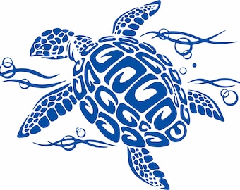 Sea Turtle Swimming Tribal Ocean Water Pet Fishing Boat Car Window Vinyl Decal Sticker