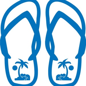 Flip Flops Sun Palm Trees Sandals Car Truck Window Vinyl Decal Sticker
