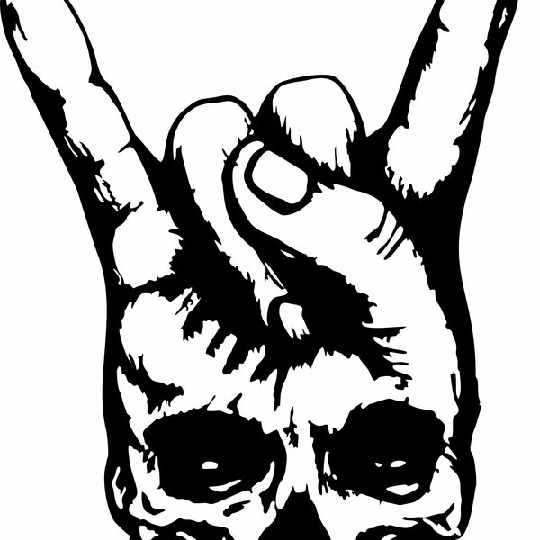 Skull Hand Horns Rock N Roll Heavy Metal Ozzy Window Vinyl Decal Sticker